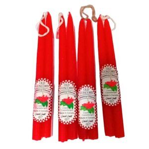 Old Concord Country Charm Cranberry Red 6'' Tapered Candles‎ 8 Total Christmas